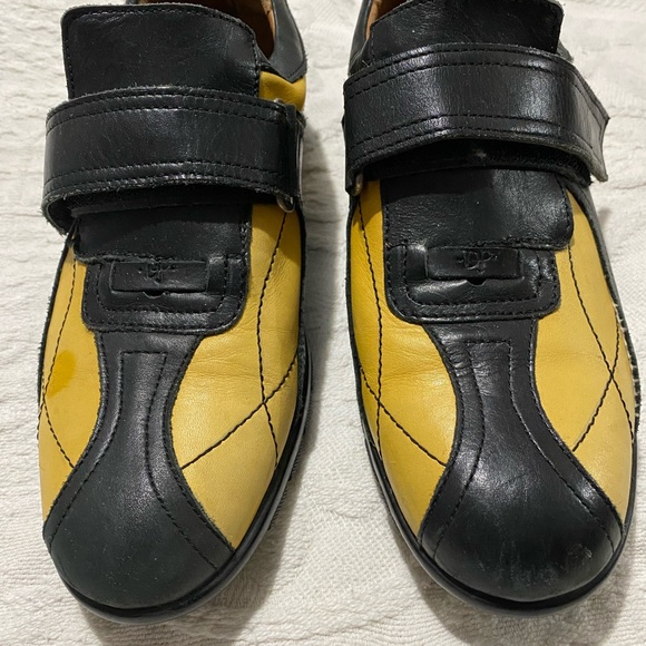 Donald J Pliner DJP LEATHER Black & Yellow Sneaker - Picture 2 of 15